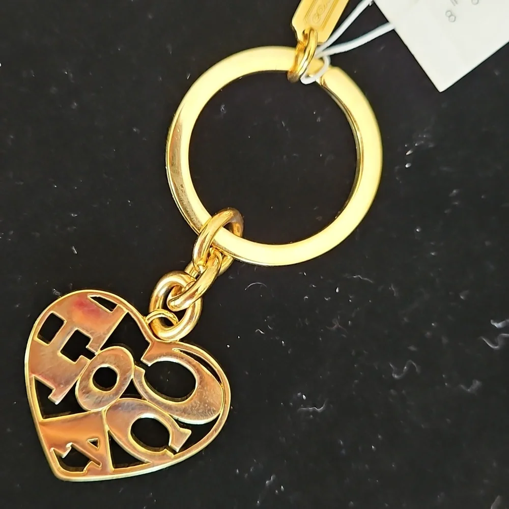 RARE COACH Poppy Heart Key Chain Ring Candy colored Key Fob Hang Tag - Picture 5 of 5